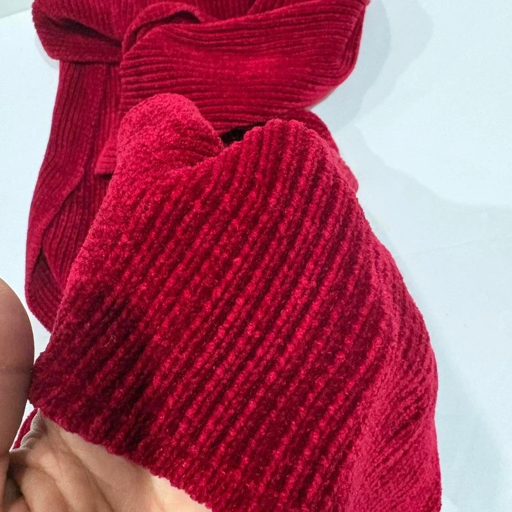 Reb Ribbed Knit Velour Scarf Made in USA 90s